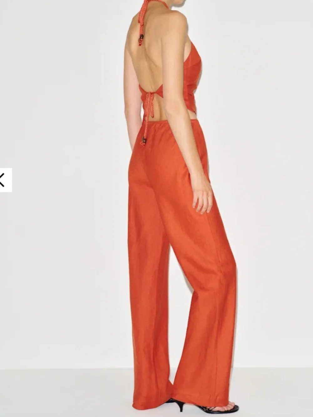 NWT Reformation Gale Linen Mid Rise Pant. Color Chili Mango. Size M